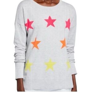 LISA TODD 100% Cotton Star Struck Sweater XS Gray Resort Preppy
